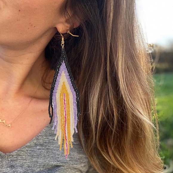 🆕 Seed Bead Fringe Earrings - Picture 3 of 3